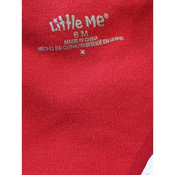 My First Christmas One Piece Baby 6 Months Red Green Striped Embroidered Train - Picture 5 of 6